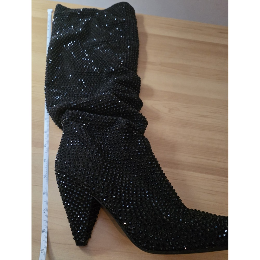 INC Gerii Pewter Rhinestone Sparkly Slouch Boots Women's Knee High Block Heel - Picture 10 of 11